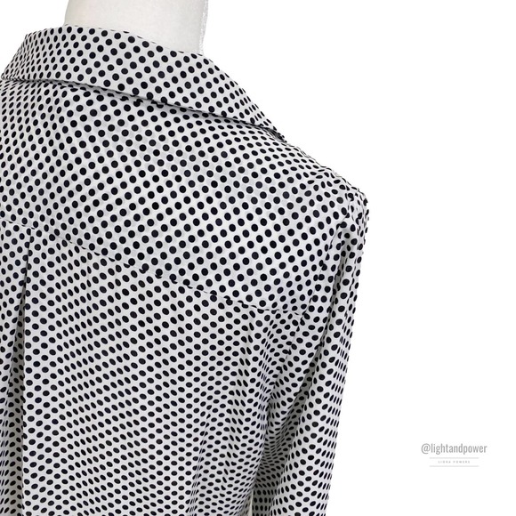 Como Vintage Black White Polk Dot Tunic Blouse S - Picture 6 of 12